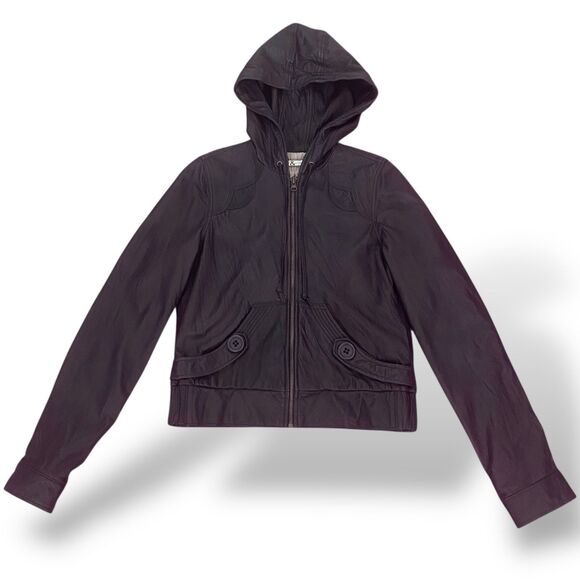 Mike & Chris Women's Genuine Leather Full Zipper Hooded Jacket Size M Brown USA - Picture 5 of 12